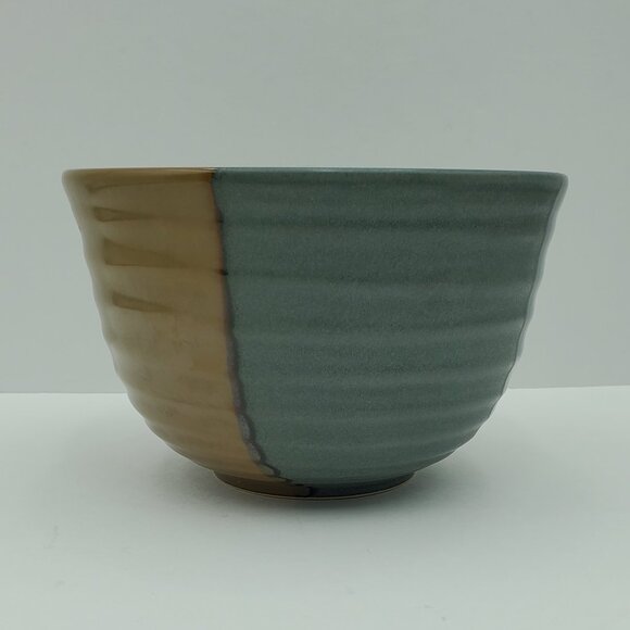 Sango Gold Dust Green Mixing Bowl 5040 Tan Beige Brown Green Ribbed Serving Bowl - Picture 5 of 8